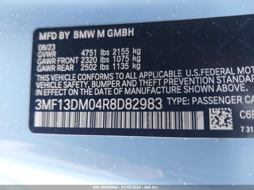 2024 BMW M2 BASE (M6) - 3MF13DM04R8D82983