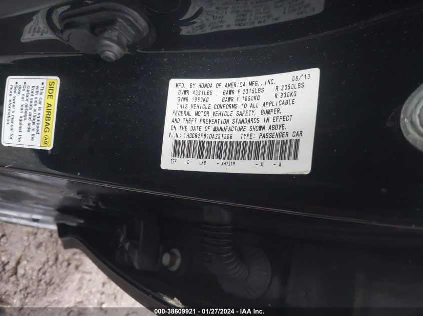 2013 HONDA ACCORD EX-L - 1HGCR2F81DA231308