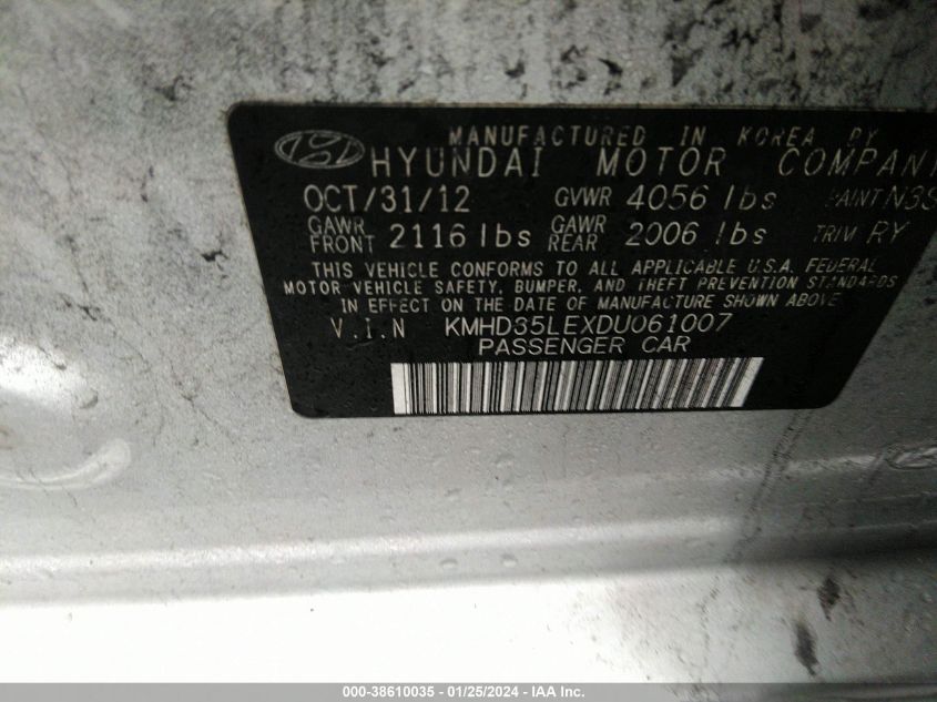 2013 HYUNDAI ELANTRA GT BASE W/BLUE - KMHD35LEXDU061007