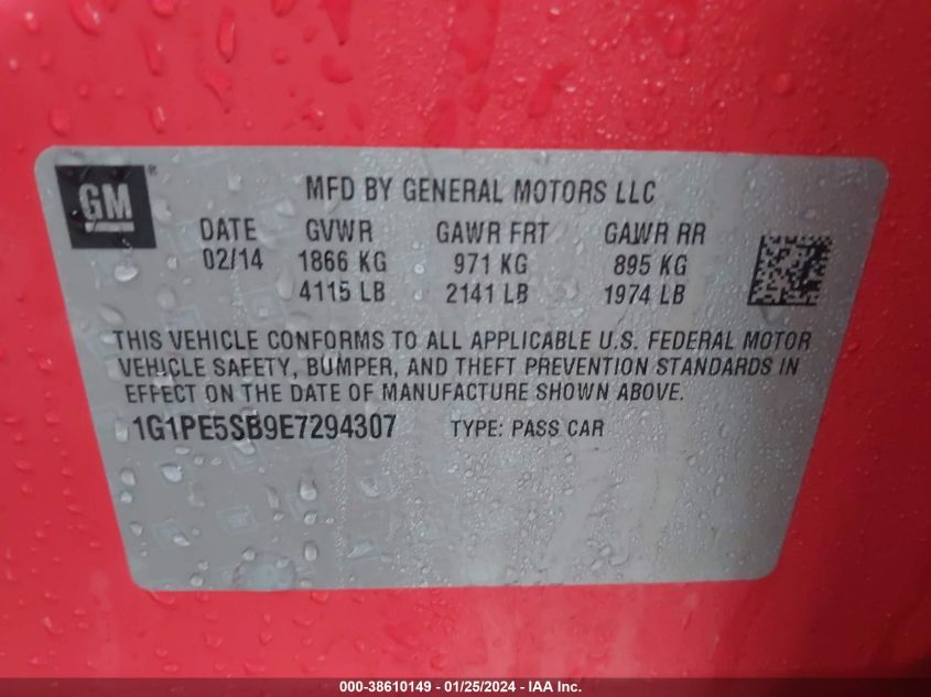 2014 CHEVROLET CRUZE 2LT AUTO - 1G1PE5SB9E7294307