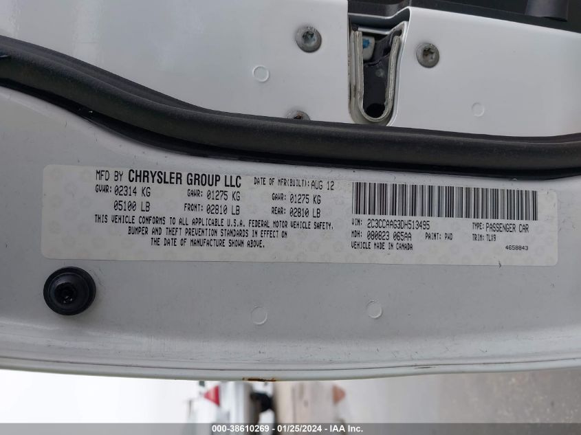 2013 CHRYSLER 300 - 2C3CCAAG3DH513495