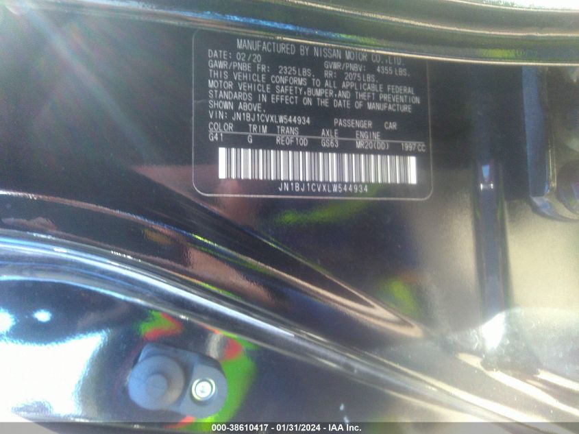 2020 NISSAN ROGUE SPORT S FWD XTRONIC CVT - JN1BJ1CVXLW544934