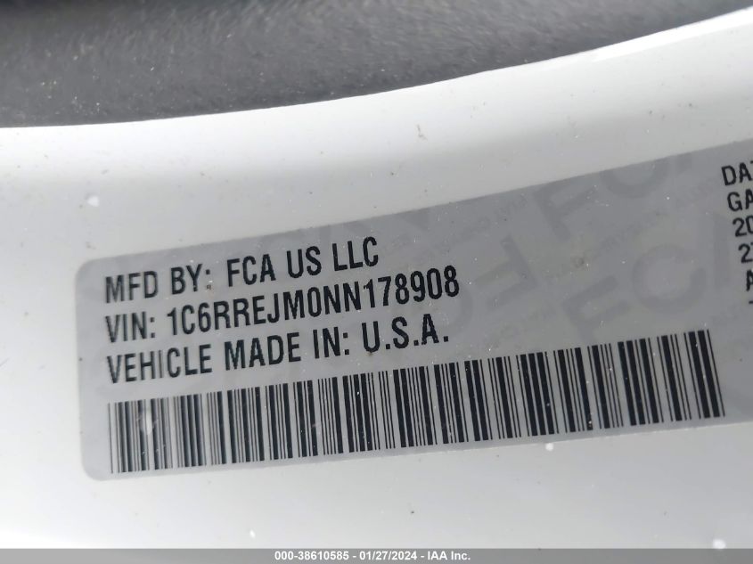 2022 RAM 1500 LARAMIE - 1C6RREJM0NN178908
