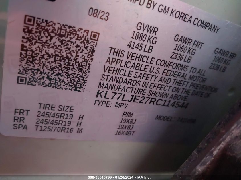 2024 CHEVROLET TRAX 2RS - KL77LJE27RC114544