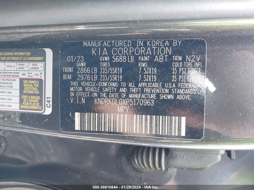 VIN KNDRKDLGXP5170963 2023 KIA SORENTO HYBRID SX PRESTIGE