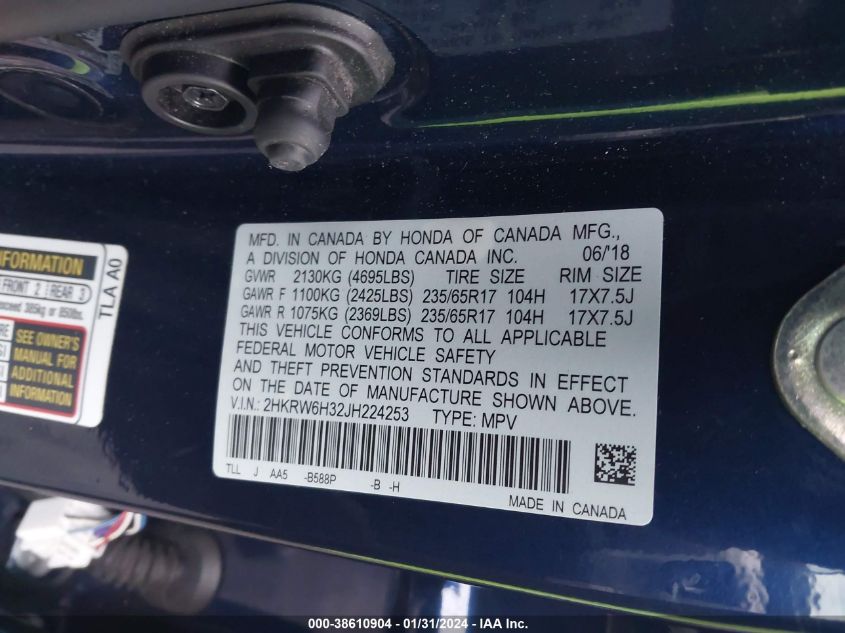 2018 HONDA CR-V LX - 2HKRW6H32JH224253