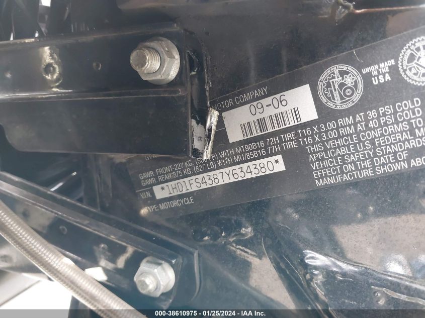 2007 HARLEY-DAVIDSON FLTR 1HD1FS4387Y634380