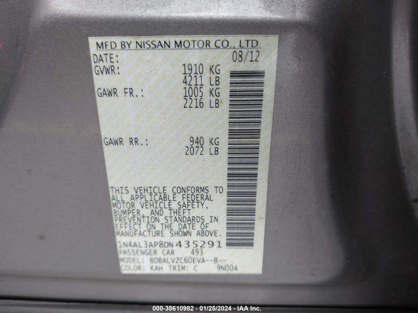2013 NISSAN ALTIMA 2.5 SL - 1N4AL3AP8DN435291