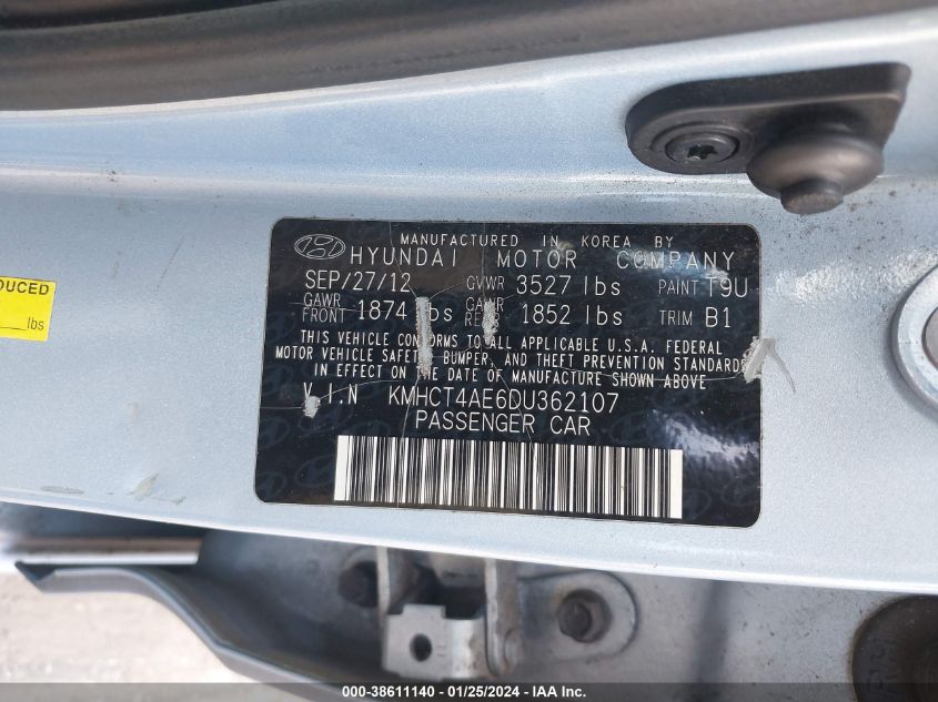 2013 HYUNDAI ACCENT GLS - KMHCT4AE6DU362107