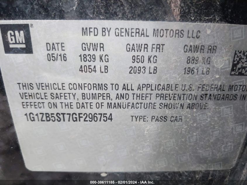 2016 CHEVROLET MALIBU LS - 1G1ZB5ST7GF296754