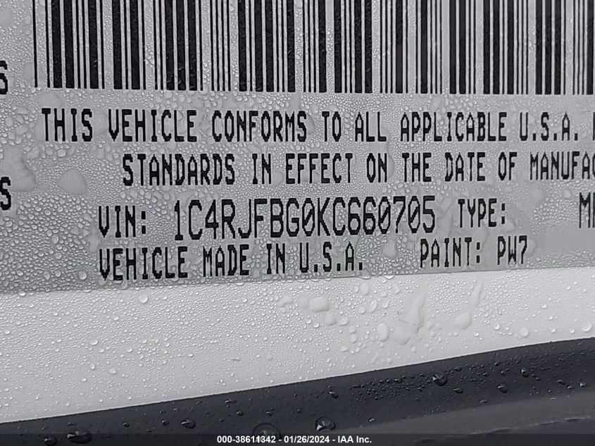 2019 JEEP GRAND CHEROKEE LIMITED X 4X4 - 1C4RJFBG0KC660705