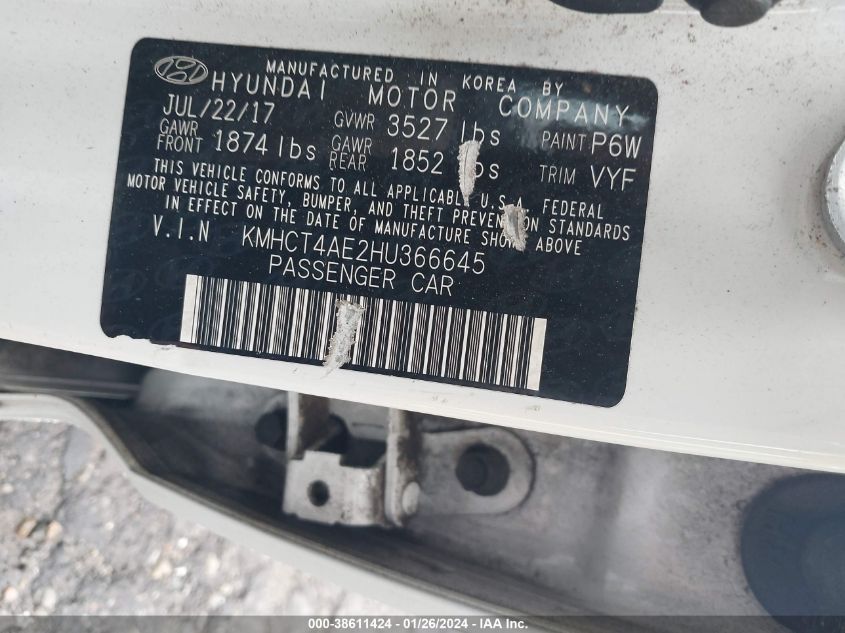 2017 HYUNDAI ACCENT SE - KMHCT4AE2HU366645