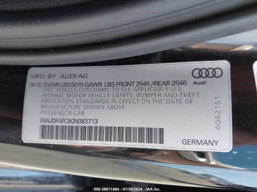 2016 AUDI A6 PREMIUM PLUS - WAUDFAFC8GN083713