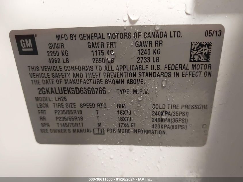 2013 GMC TERRAIN SLT - 2GKALUEK5D6360766