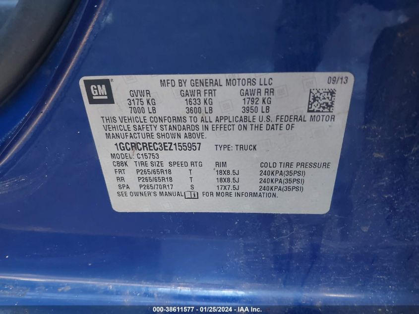 2014 CHEVROLET SILVERADO 1500 1LT - 1GCRCREC3EZ155957