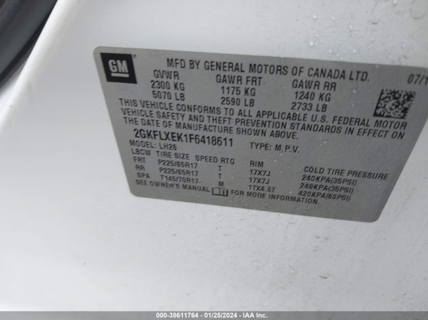 2015 GMC TERRAIN SLT-1 - 2GKFLXEK1F6418611