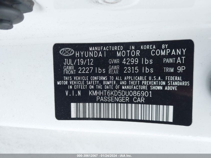 2013 HYUNDAI GENESIS 2.0T R-SPEC - KMHHT6KD5DU086901