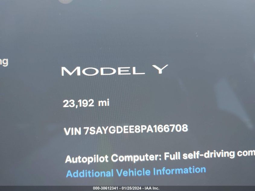 2023 TESLA MODEL Y AWD/LONG RANGE DUAL MOTOR ALL-WHEEL DRIVE - 7SAYGDEE8PA166708