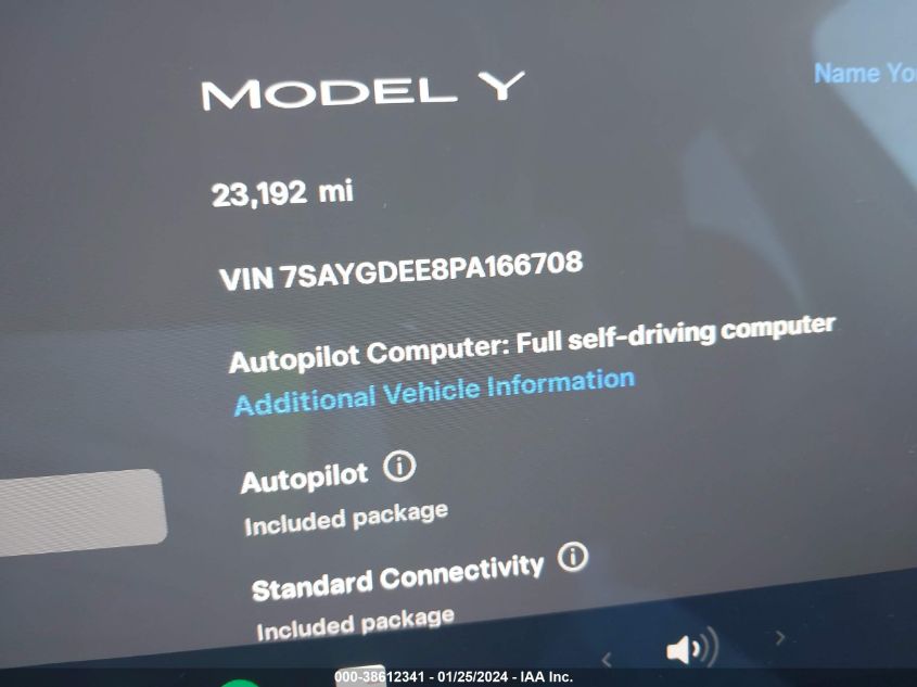 2023 TESLA MODEL Y AWD/LONG RANGE DUAL MOTOR ALL-WHEEL DRIVE - 7SAYGDEE8PA166708