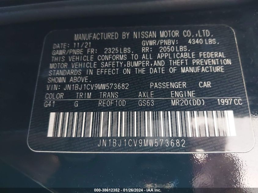 2021 NISSAN ROGUE SPORT SL - JN1BJ1CV9MW573682