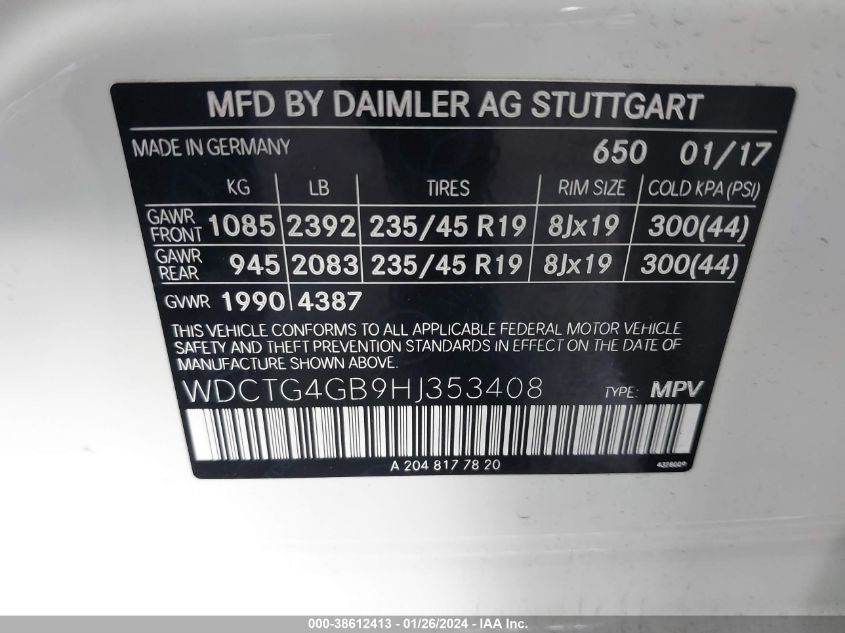 2017 MERCEDES-BENZ GLA 250 4MATIC - WDCTG4GB9HJ353408