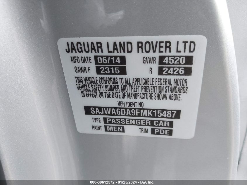 2015 JAGUAR F-TYPE R SAJWA6DA9FMK15487