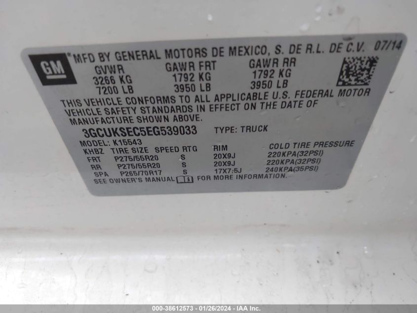 2014 CHEVROLET SILVERADO 1500 1LZ - 3GCUKSEC5EG539033