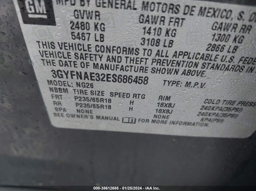 2014 CADILLAC SRX STANDARD - 3GYFNAE32ES686458