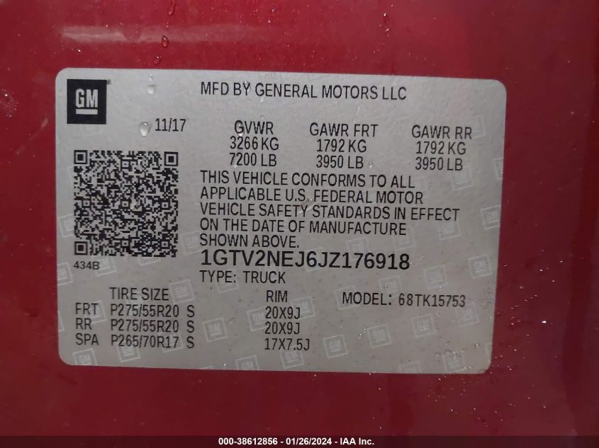 2018 GMC SIERRA 1500 SLT - 1GTV2NEJ6JZ176918