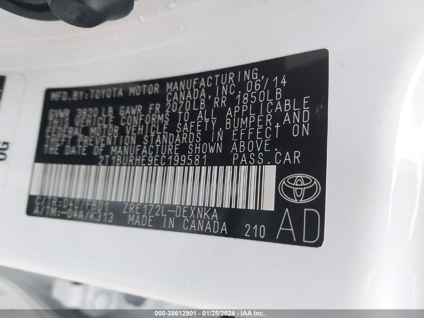 2014 TOYOTA COROLLA LE - 2T1BURHE9EC199581