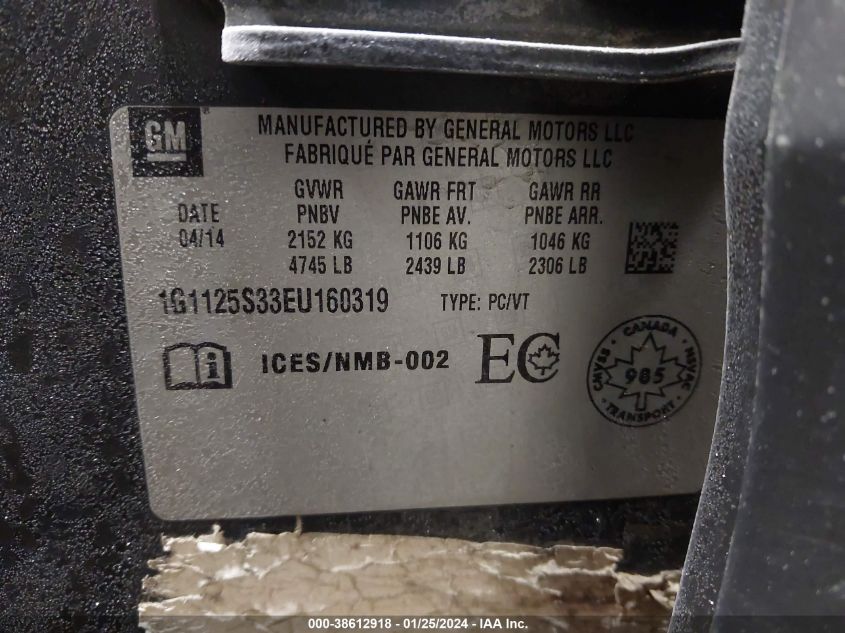 2014 CHEVROLET IMPALA 2LT - 1G1125S33EU160319