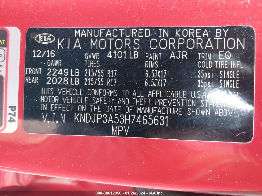 2017 KIA SOUL + - KNDJP3A53H7465631