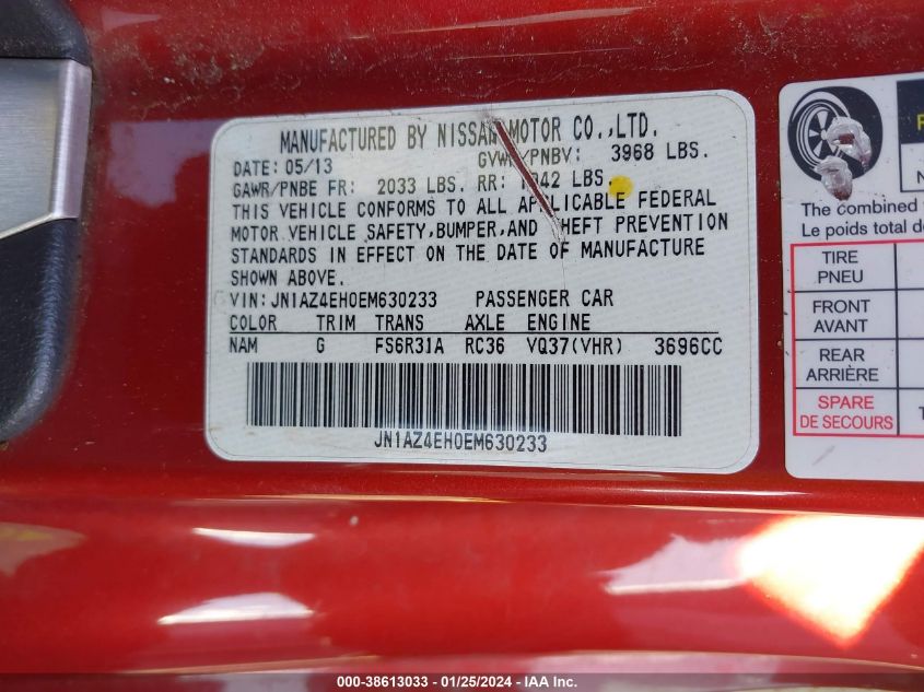 2014 NISSAN 370Z - JN1AZ4EH0EM630233