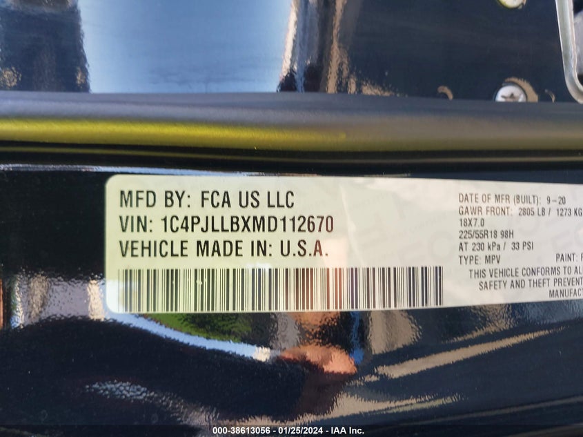 VIN 1C4PJLLBXMD112670 2021 JEEP CHEROKEE LATITUDE PLUS