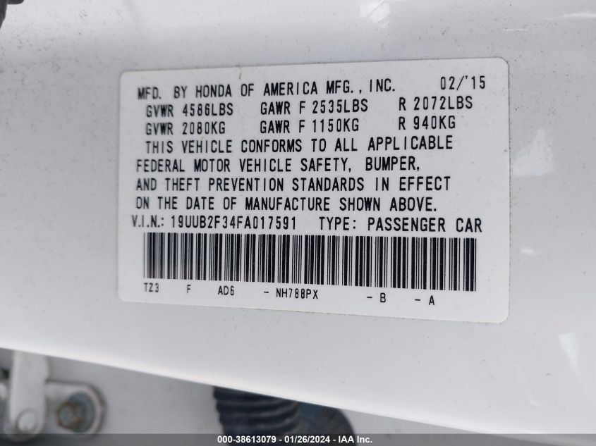 2015 ACURA TLX - 19UUB2F34FA017591