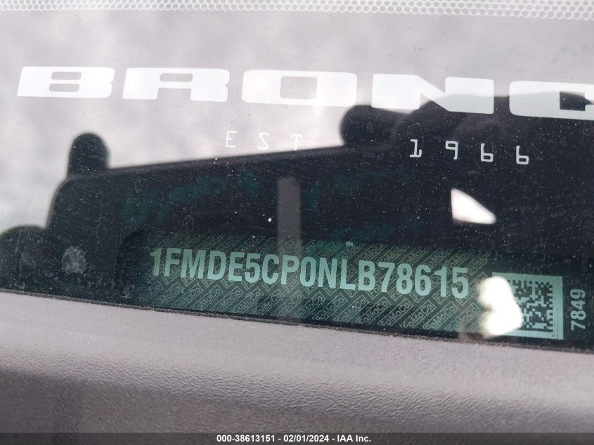 2022 FORD BRONCO WILDTRAK - 1FMDE5CP0NLB78615