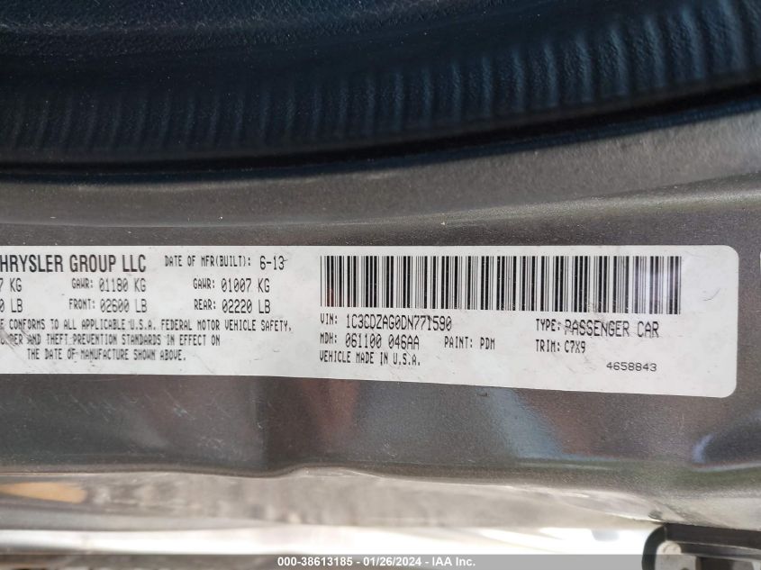 2013 DODGE AVENGER SE - 1C3CDZAG0DN771590