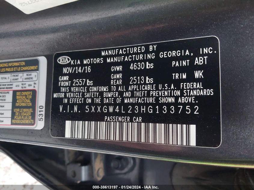 2017 KIA OPTIMA SX - 5XXGW4L23HG133752