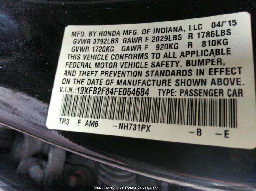 2015 HONDA CIVIC EX - 19XFB2F84FE064684