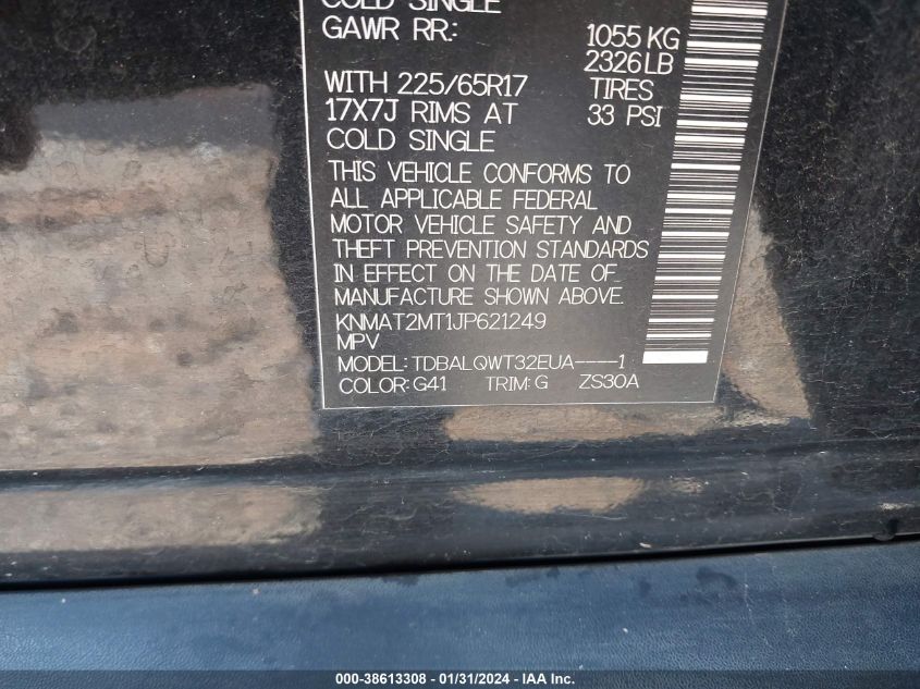 2018 NISSAN ROGUE S/SV - KNMAT2MT1JP621249
