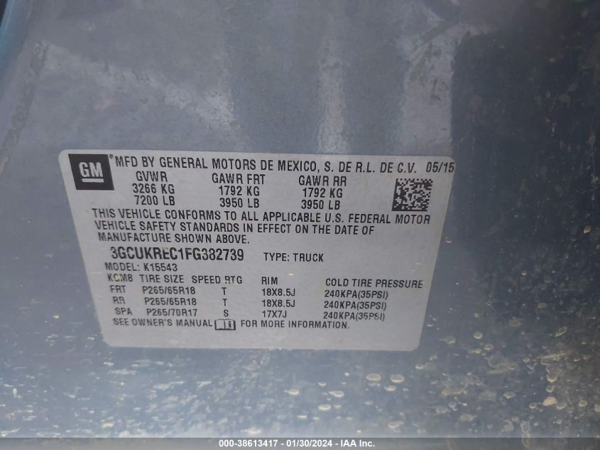 2015 CHEVROLET SILVERADO 1500 2LT - 3GCUKREC1FG382739