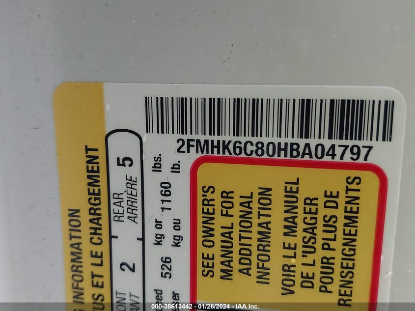 VIN 2FMHK6C80HBA04797 2017 FORD FLEX SEL