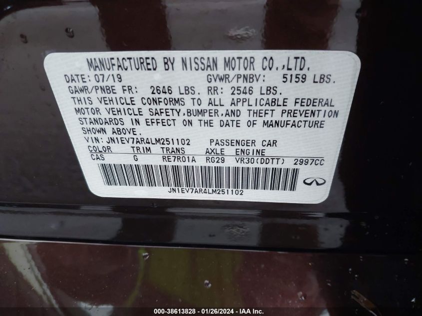 2020 INFINITI Q50 LUXE AWD - JN1EV7AR4LM251102