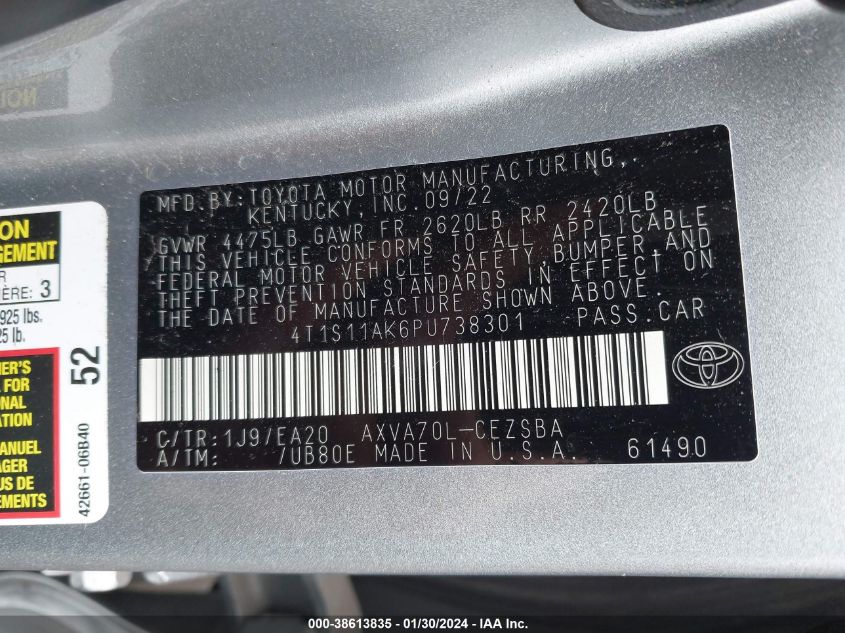2023 TOYOTA CAMRY SE - 4T1S11AK6PU738301