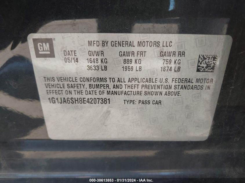 2014 CHEVROLET SONIC LS AUTO - 1G1JA6SH8E4207381