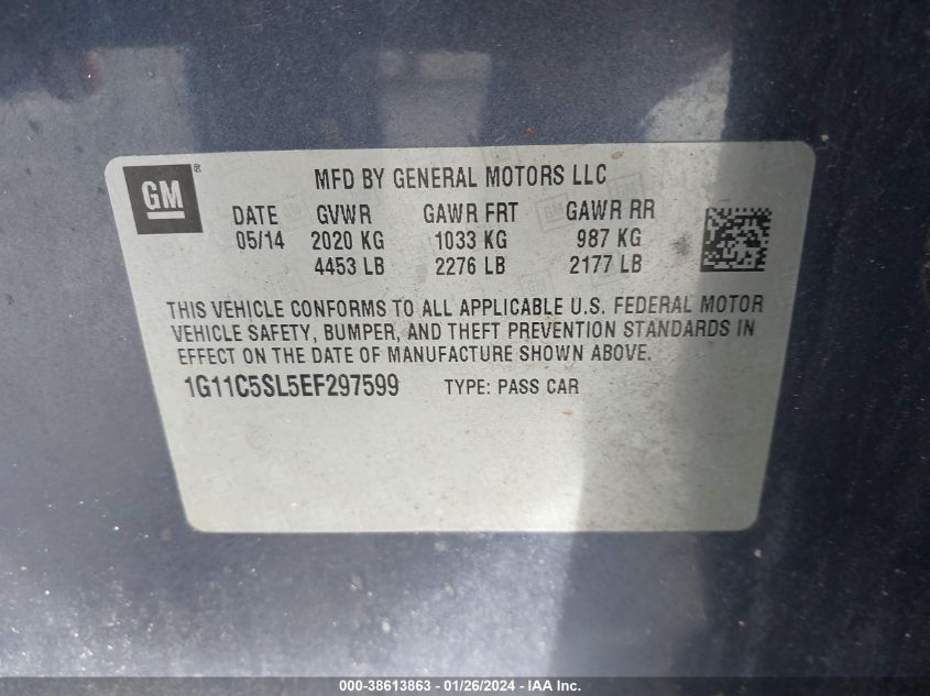 2014 CHEVROLET MALIBU 1LT - 1G11C5SL5EF297599