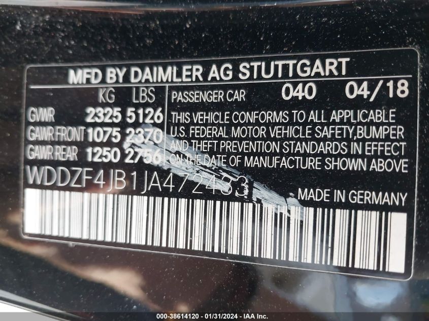 2018 MERCEDES-BENZ E 300 - WDDZF4JB1JA472433