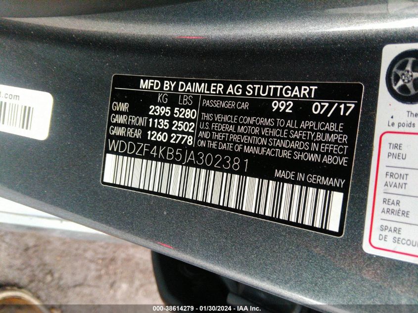 2018 MERCEDES-BENZ E 300 4MATIC - WDDZF4KB5JA302381