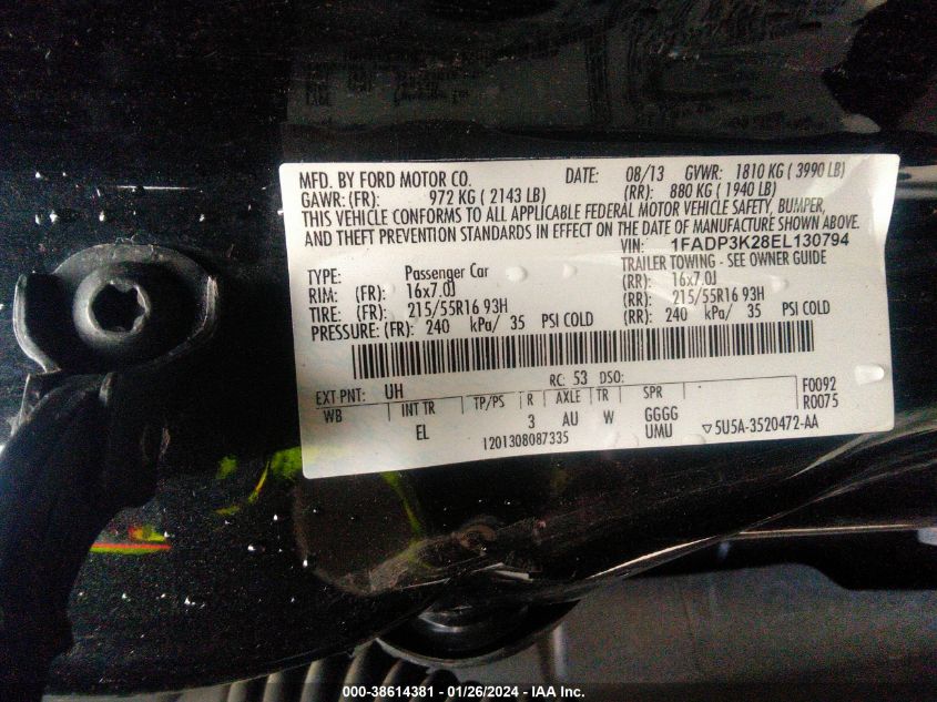 2014 FORD FOCUS SE - 1FADP3K28EL130794