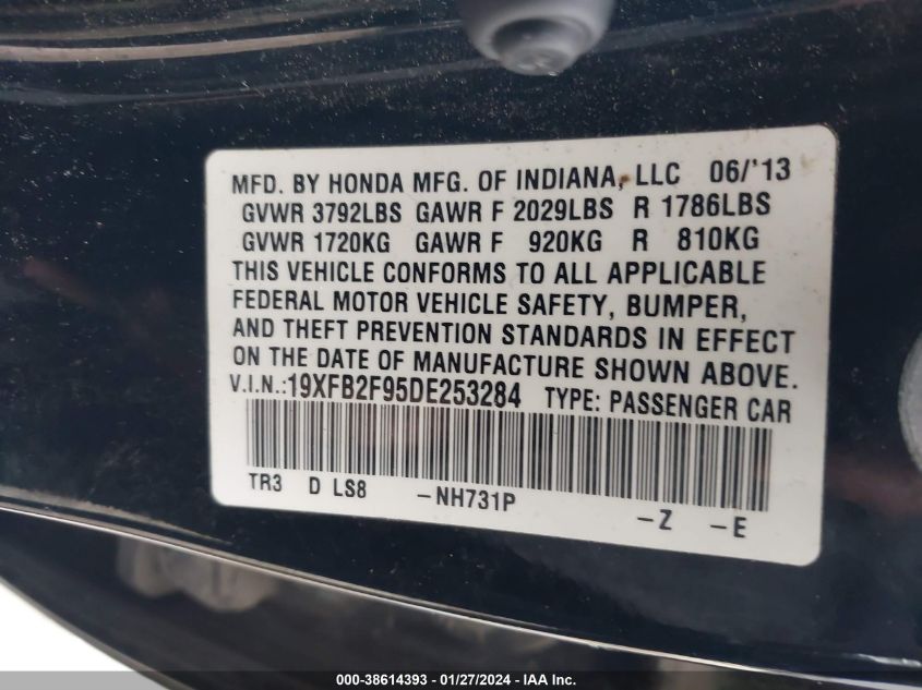2013 HONDA CIVIC EXL - 19XFB2F95DE253284